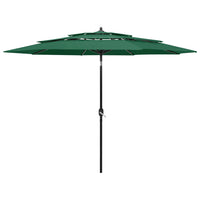 Ombrellone a 3 Livelli con Palo in Alluminio Verde 3 m cod mxl 9129