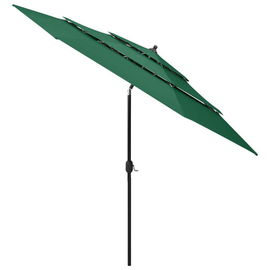 Ombrellone a 3 Livelli con Palo in Alluminio Verde 3 m cod mxl 9129