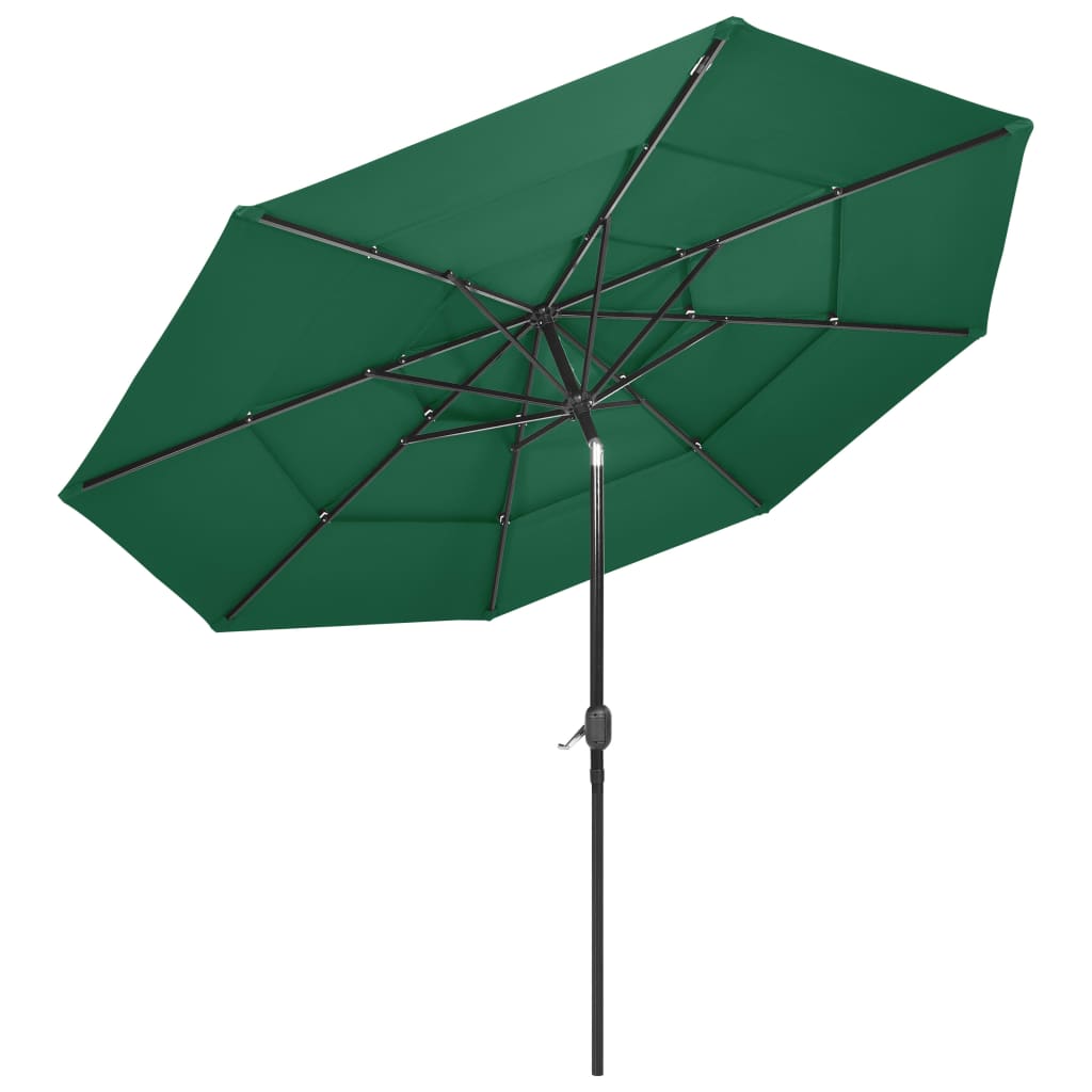 Ombrellone a 3 Livelli con Palo in Alluminio Verde 3 m cod mxl 9129