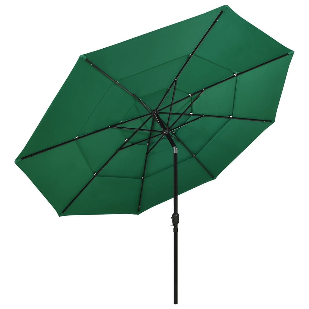 Ombrellone a 3 Livelli con Palo in Alluminio Verde 3,5 m cod mxl 19203