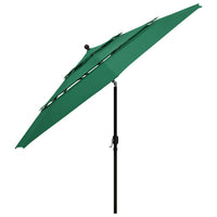 Ombrellone a 3 Livelli con Palo in Alluminio Verde 3,5 m cod mxl 19203