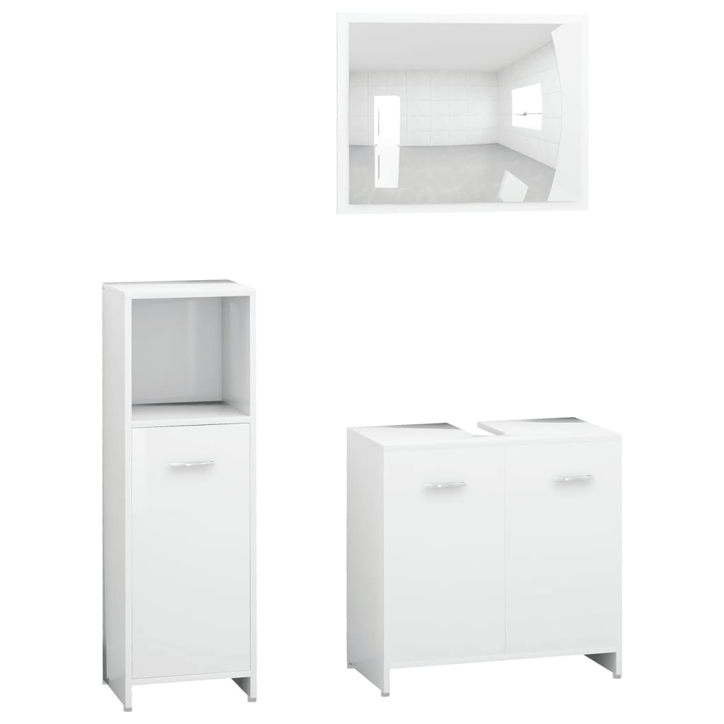 Set Mobili da Bagno 4 pz Bianco in Legno Multistrato 3056907