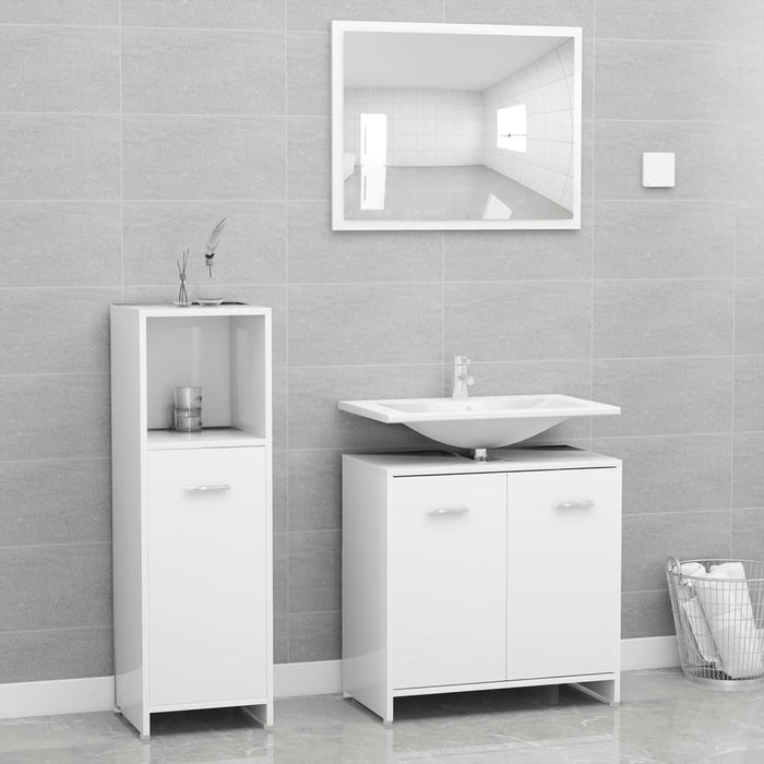 Set Mobili da Bagno 4 pz Bianco in Legno Multistratocod mxl 72517