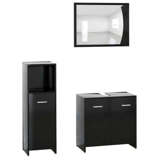 Set Mobili da Bagno 3 pz Nero in Truciolato 3056908