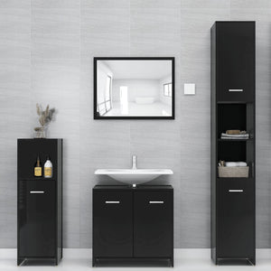 Set Mobili da Bagno 3 pz Nero in Truciolato 3056908