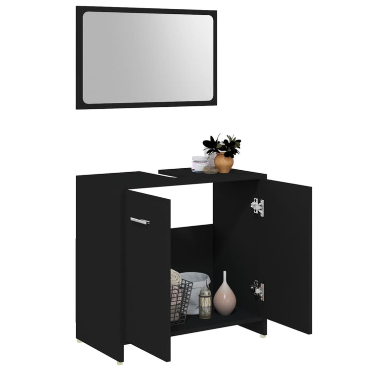 Set Mobili da Bagno 3 pz Nero in Truciolato 3056908