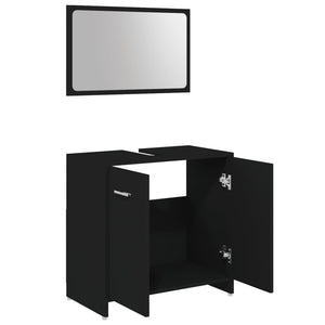 Set Mobili da Bagno 3 pz Nero in Truciolato 3056908