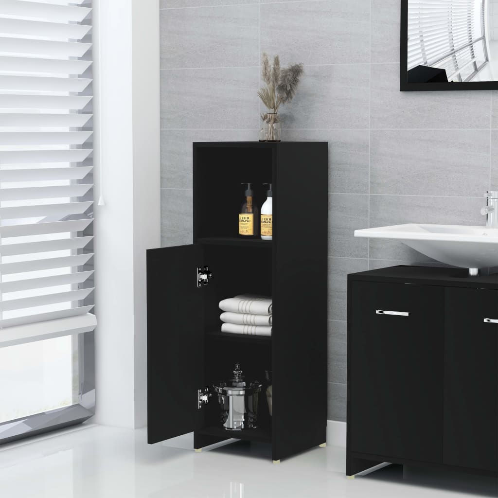 Set Mobili da Bagno 3 pz Nero in Truciolato 3056908