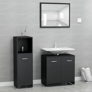 Set Mobili da Bagno 3 pz Nero in Truciolato 3056908