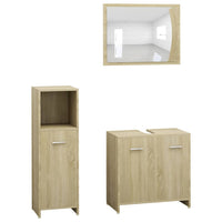 Set Mobili da Bagno 3 pz Rovere Sonoma in Truciolato 3056910