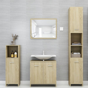 Set Mobili da Bagno 3 pz Rovere Sonoma in Truciolato 3056910