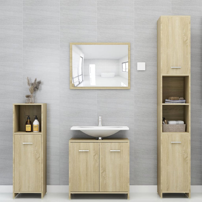 Set Mobili da Bagno 3 pz Rovere Sonoma in Truciolatocod mxl 96421