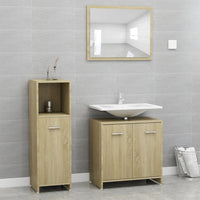 Set Mobili da Bagno 3 pz Rovere Sonoma in Truciolato 3056910