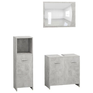 Set Mobili da Bagno 3 pz Grigio Cemento in Truciolato cod mxl 31364