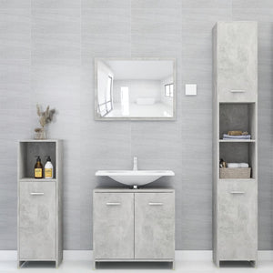 Set Mobili da Bagno 3 pz Grigio Cemento in Truciolato cod mxl 31364