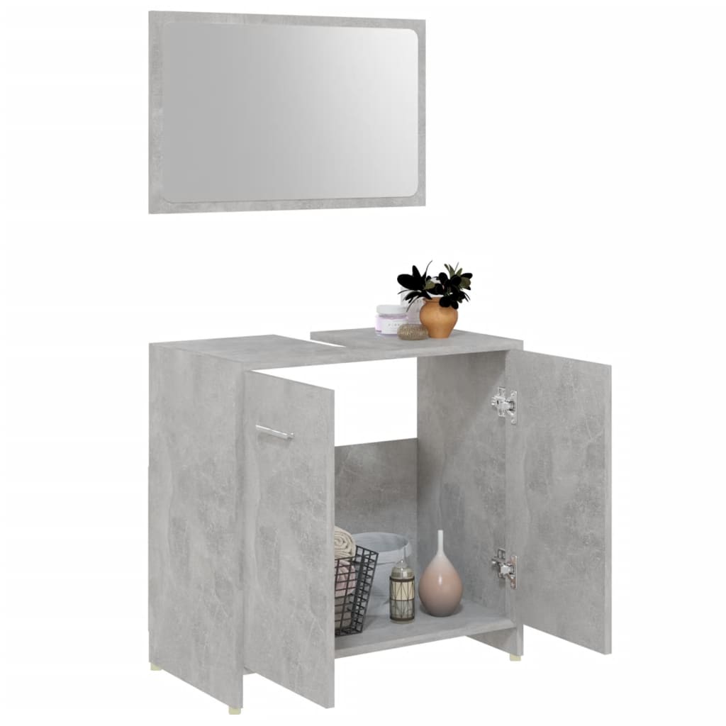 Set Mobili da Bagno 3 pz Grigio Cemento in Truciolato 3056911