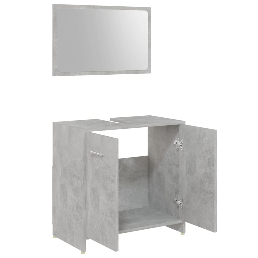 Set Mobili da Bagno 3 pz Grigio Cemento in Truciolato cod mxl 31364