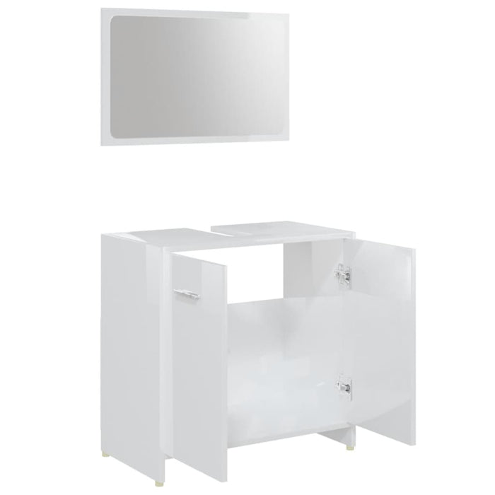 Set Mobili da Bagno 3 pz Bianco Lucido in Truciolato 3056913