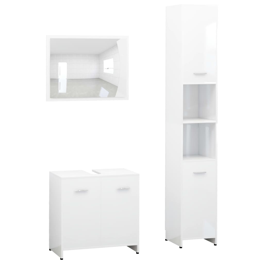 Set Mobili da Bagno 3 pz Bianco in Truciolato cod mxl 31388