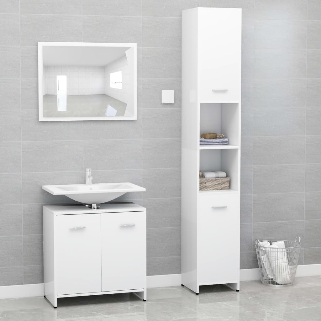 Set Mobili da Bagno 3 pz Bianco in Truciolato cod mxl 31388