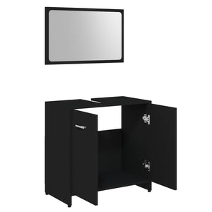 Set Mobili da Bagno 3 pz Nero in Truciolato cod mxl 53738