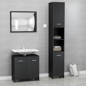 Set Mobili da Bagno 3 pz Nero in Truciolato cod mxl 53738