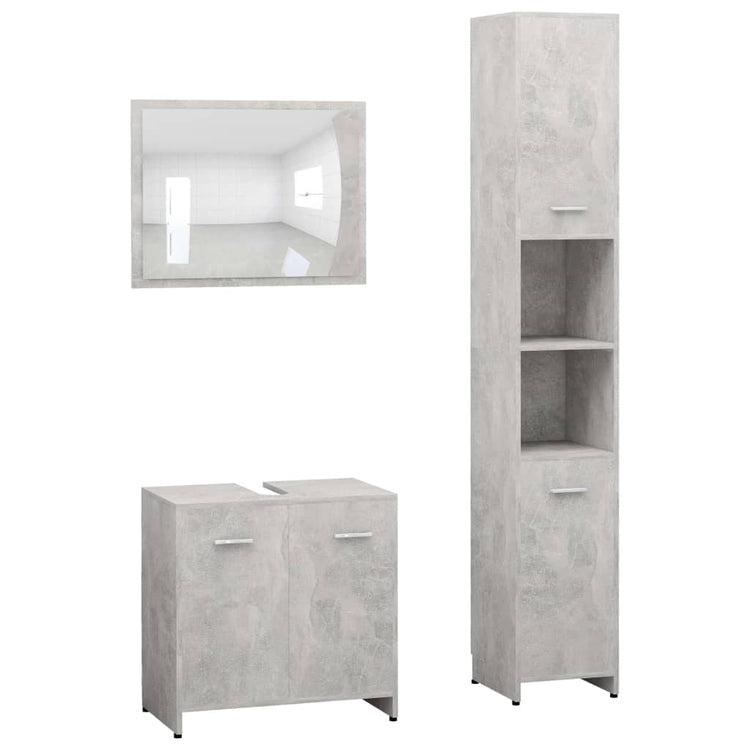 Set Mobili da Bagno 3 pz Grigio Cemento in Truciolato cod mxl 31386