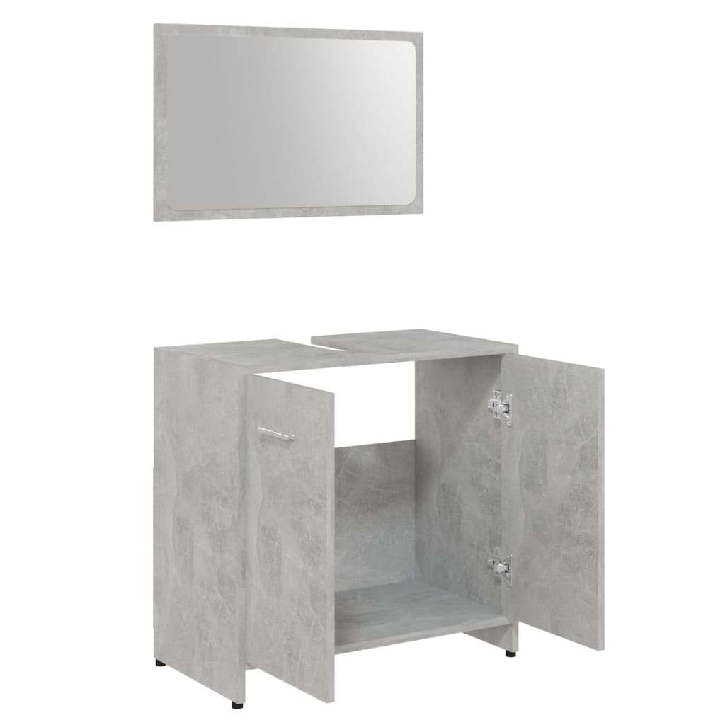 Set Mobili da Bagno 3 pz Grigio Cemento in Truciolato 3056920