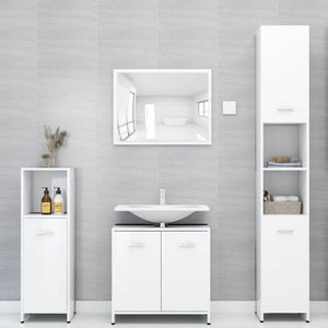 Set Mobili da Bagno 3 pz Bianco Lucido in Truciolatocod mxl 129643