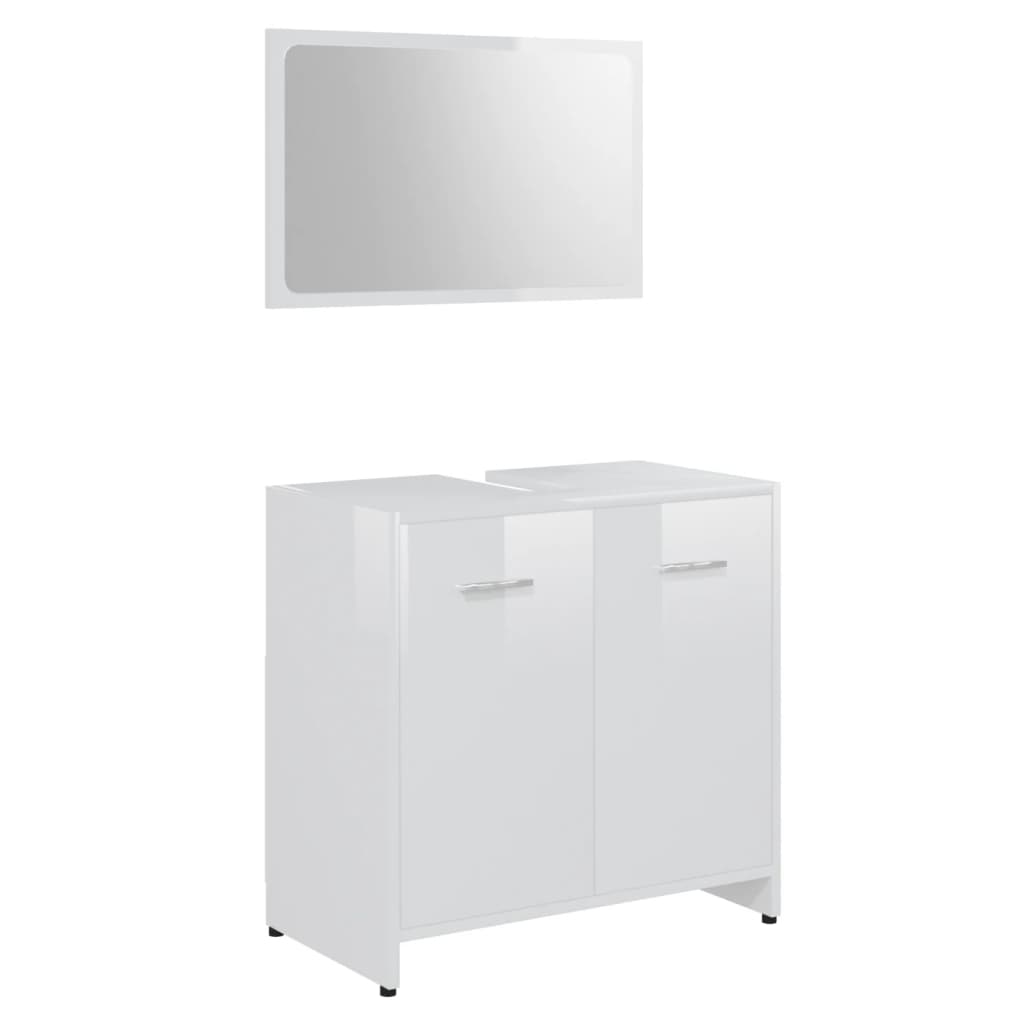 Set Mobili da Bagno 3 pz Bianco Lucido in Truciolato 3056922