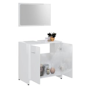 Set Mobili da Bagno 3 pz Bianco Lucido in Truciolato 3056922