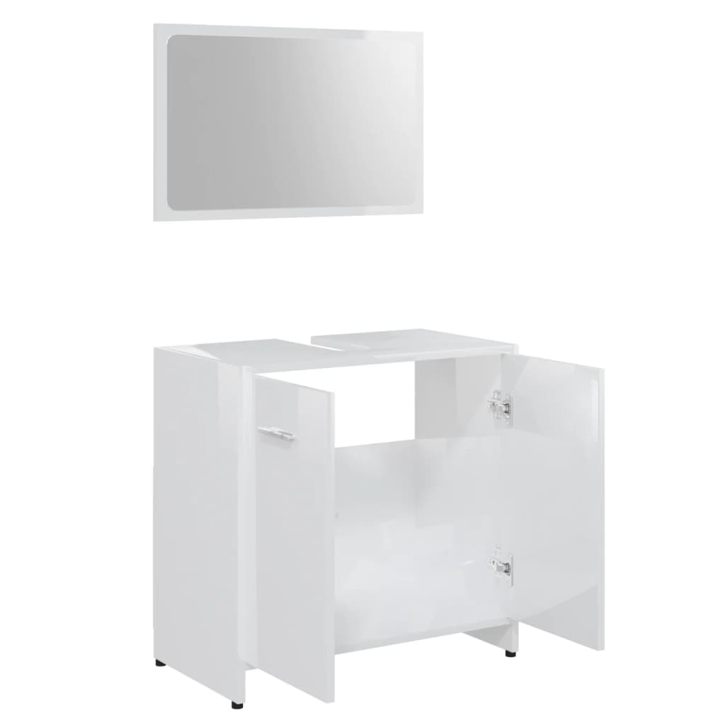 Set Mobili da Bagno 3 pz Bianco Lucido in Truciolato 3056922