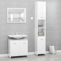 Set Mobili da Bagno 3 pz Bianco Lucido in Truciolatocod mxl 129643