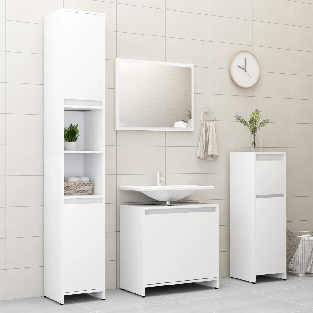 Set Mobili da Bagno 3 pz Bianco in Truciolato cod mxl 13384