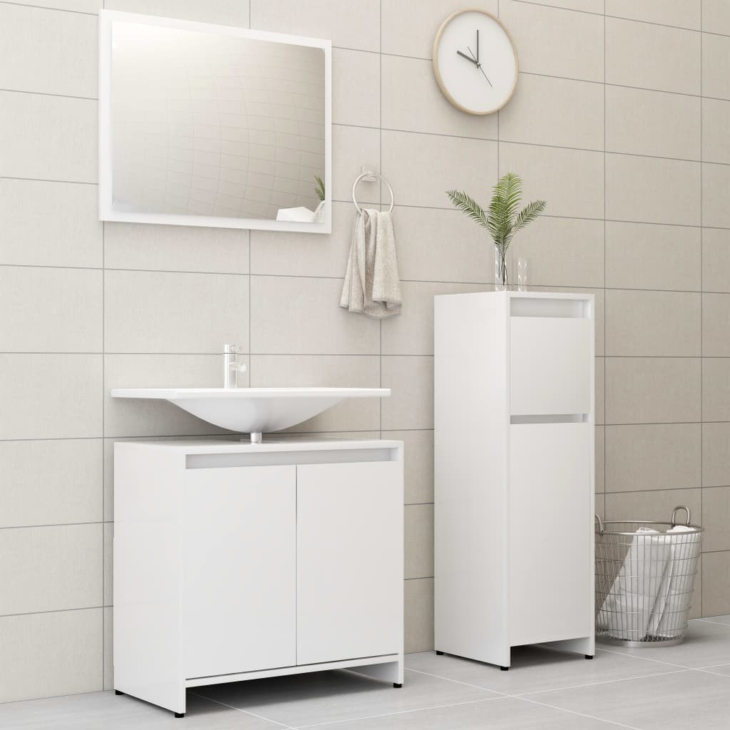 Set Mobili da Bagno 3 pz Bianco in Truciolato cod mxl 13384