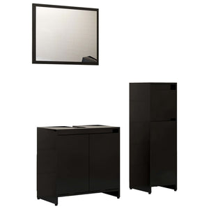 Set Mobili da Bagno 3 pz Nero in Truciolato 3056926