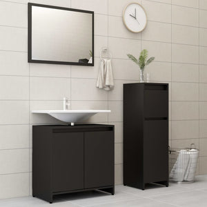 Set Mobili da Bagno 3 pz Nero in Truciolato 3056926