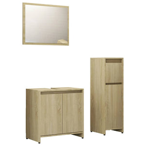 Set Mobili da Bagno 3 pz Rovere Sonoma in Truciolato cod mxl 23266