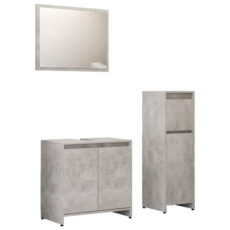 Set Mobili da Bagno 3 pz Grigio Cemento in Truciolato 3056929