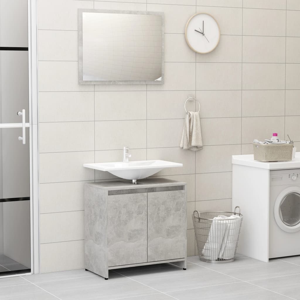 Set Mobili da Bagno 3 pz Grigio Cemento in Truciolato 3056929