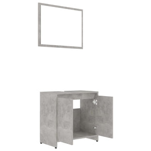 Set Mobili da Bagno 3 pz Grigio Cemento in Truciolato 3056929