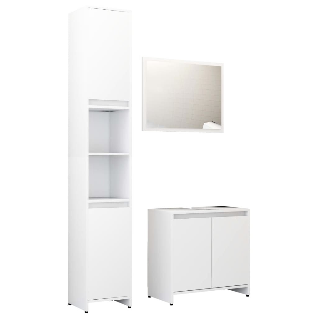 Set Mobili da Bagno 3 pz Bianco in Truciolato 3056934