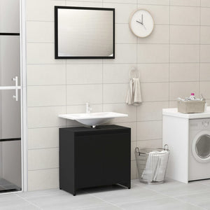 Set Mobili da Bagno 3 pz Nero in Truciolato 3056935