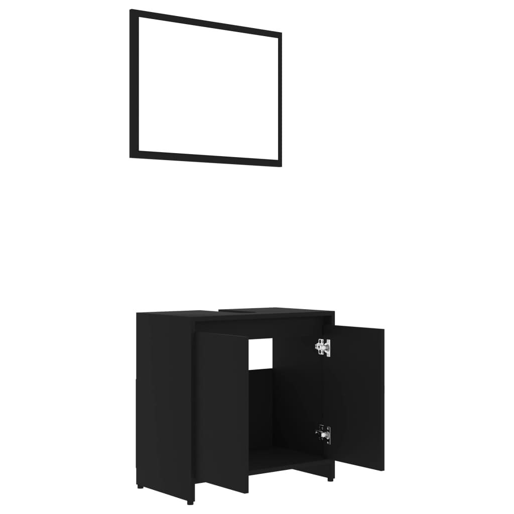 Set Mobili da Bagno 3 pz Nero in Truciolato 3056935