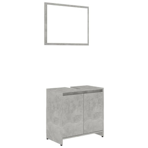 Set Mobili da Bagno 3 pz Grigio Cemento in Truciolato 3056938