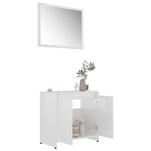 Set Mobili da Bagno 3 pz Bianco Lucido in Truciolato cod mxl 31401