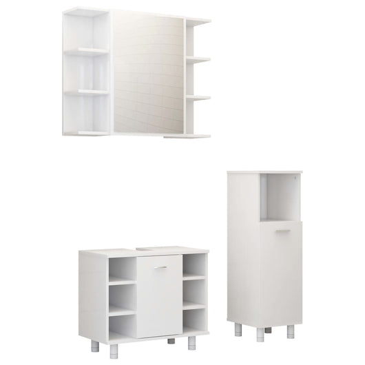 Set Mobili da Bagno 3 pz Bianco in Truciolato 3056943