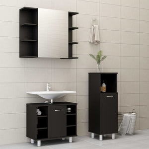 Set Mobili da Bagno 3 pz Nero in Truciolato 3056944