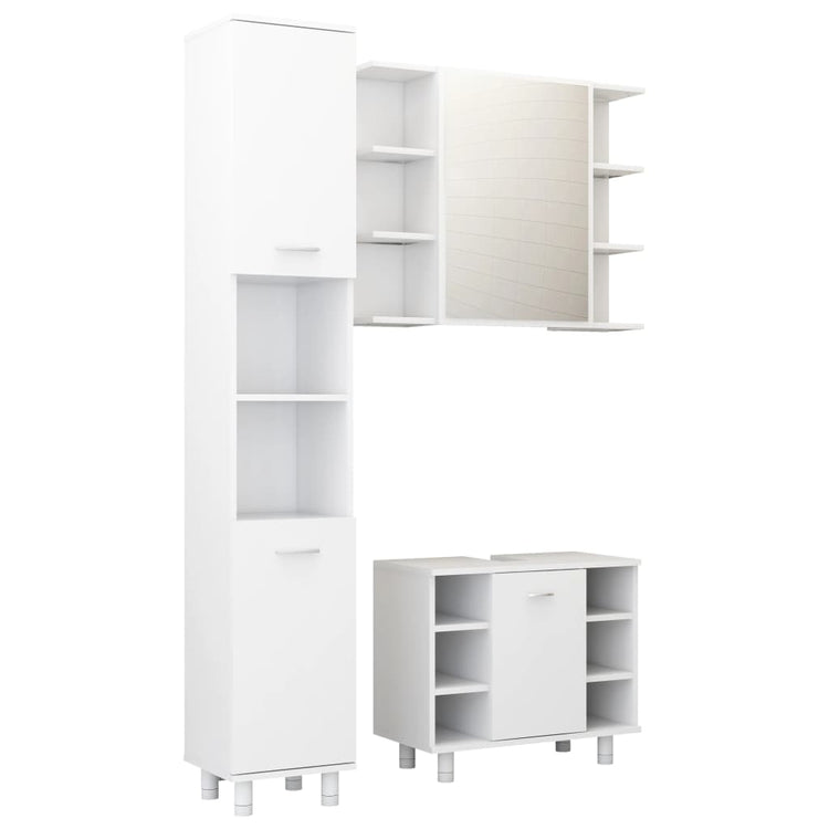 Set Mobili da Bagno 3 pz Bianco in Truciolato 3056952