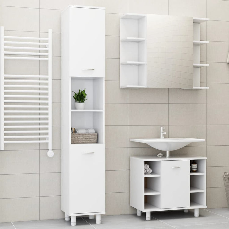 Set Mobili da Bagno 3 pz Bianco in Truciolato 3056952